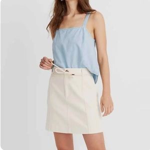 Madwell Capital A-Line Mini Skirt Denim Cream Off White Rope Belt - size 4